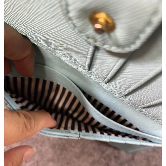 Kate Spade Wallet Large Blue Leather Madison Slim Bifold Saffiano - Picture 7 of 10